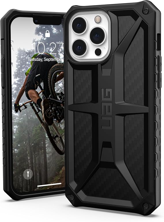 URBAN ARMOR GEAR UAG Designed for iPhone 13 Pro Max Case Carbon Fiber Rugged Lightweight Slim Shockproof Premium Monarch Protective Cover, [6.7 inch Screen]