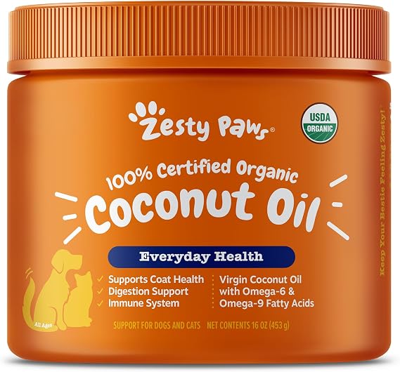Zesty Paws Coconut Oil for Dogs - for Skin, Gut & Immune Support - 16 oz