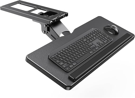 ErGear Keyboard Tray Under Desk, Sliding Keyboard & Mouse Tray with Adjustable Height, Swivel & Tilt, Ergonomic Keyboard Holder for Home Office, Gaming, 24.99 W x 9.84 D, Black, EGKB05, Large