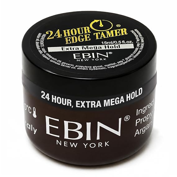 EBIN NEW YORK 24 Hour Edge Tamer Extra Mega Hold, 0.5 Fl Oz | Edge Control Gel, Argan Oil & Castor Oil, No White Residue, Sleek Natural Hair, Styling Products for Women