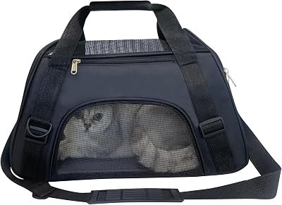 Pet Carrier Bag, Cat Travel Portable Bag Home, Airline Approved Duffle Bags, for Little Dogs, Cats and Puppies, Small Animals Medium, Black
