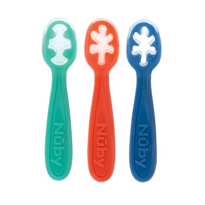 Nuby Babys First Spoons Set - 3-Pack Feeding Utensils for Babies - 6 Months