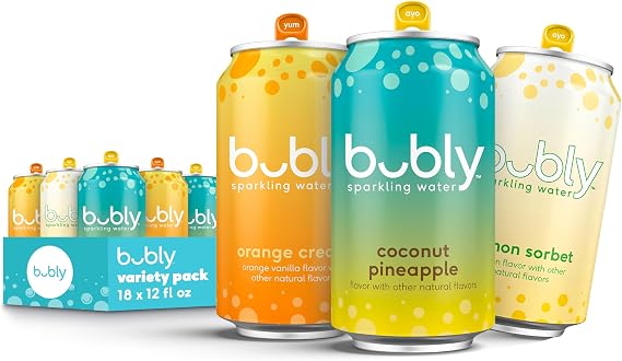 bubly Sparkling Water, Citrus Variety Pack, 12oz Cans 18 Pack, zero calories & zero sugar