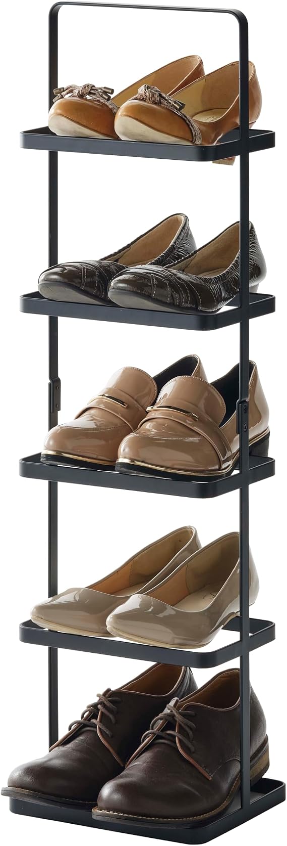 YAMAZAKI Home Tower Compact Modern Metal Shoe Rack - Tall, 31" - Steel - Holds 5 Shoes