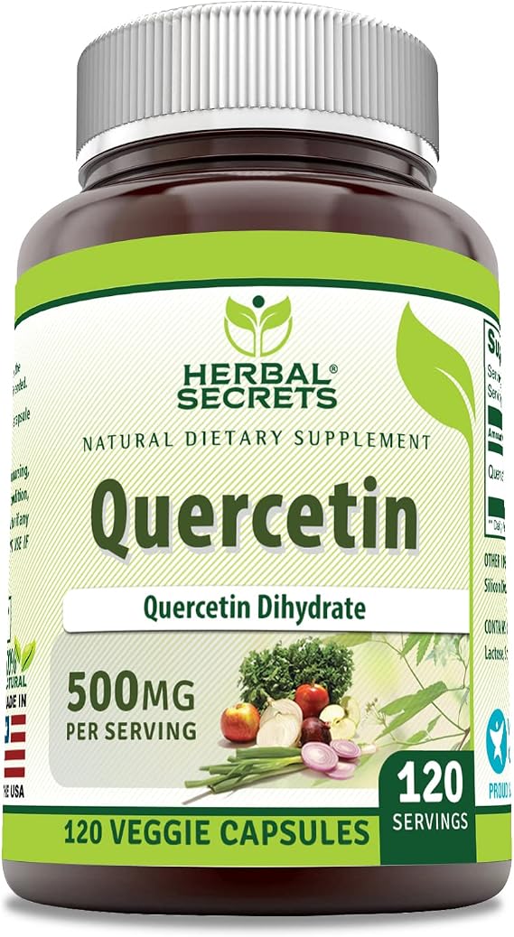 Herbal Secrets Quercetin 500 Mg Supplement | Non-GMO | Gluten-Free | Made in USA (1 Pack, 120 Count)