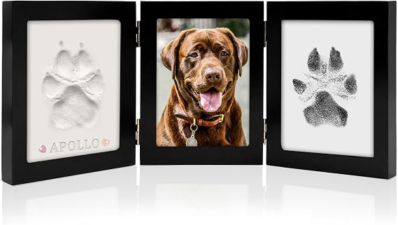 MYPAWLETS Paw Print Kit Keepsake,Ink&Clay Frame for Pet Pawprint,Black | Inkless Ink Pad,Soft Clay,Pet Safe,Mess-Free,Dog,Cat Paw Print Impression Kit,Nose Print,Memorial,DIY Gifts for Pet Owners