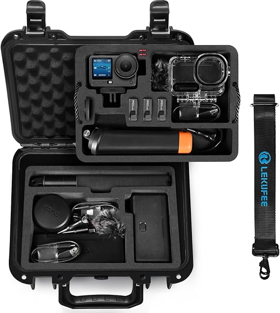Lekufee Portable Waterproof Hard Case for DJI Osmo Action 6/5 Pro/4/3 Action Camera,Standard Combo,Adventure Combo,More Accessories(Case Only)