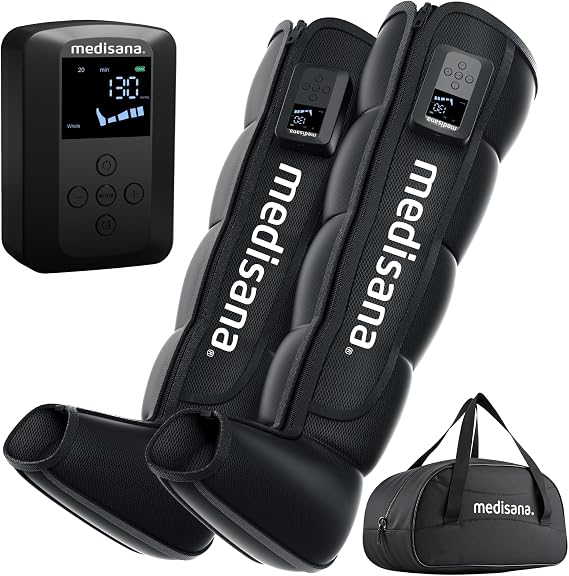 Medisana Leg Compression Massager for Circulation & Pain Relief, Cordless Air Compression Boots with Customizable Modes, Intensities, Timer, Professional Leg Massager for Athletes Christmas Gifts