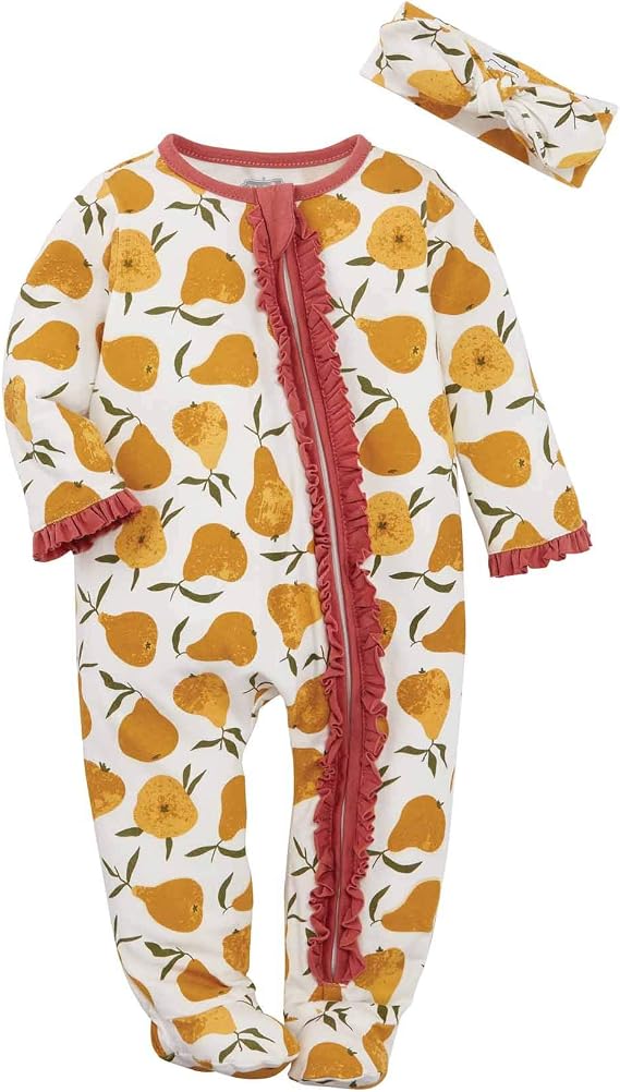 Mud Pie Baby Girls' Baby Girls Sleeper and Headband Set