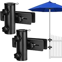 Lalafancy Umbrella Base for Deck Railing, Adjustable Deck Umbrella Mount Bracket Patio Umbrella Holder Outdoor Umbrella Stand Clamp Clip on Fences, Courtyard, Balcony, Porch
