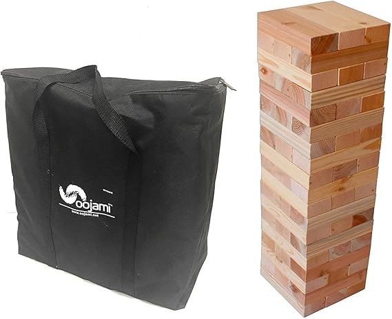 Oojami Giant Timbers Tower: Classic Outdoor Family Fun Stacking Game, 2 Feet Tall and can Grow to Over 5 Feet While Playing