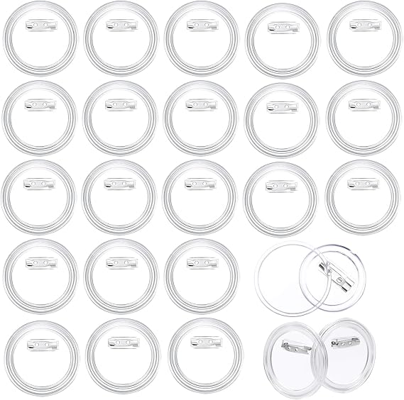 25Pcs DIY Acrylic Button Pin Badge Clear Craft Button with Pin Round Picture Photo Buttons Blank Pin Buttons for DIY Crafts and Craft Activities, School Projects, DIY Badges (3 Inch)