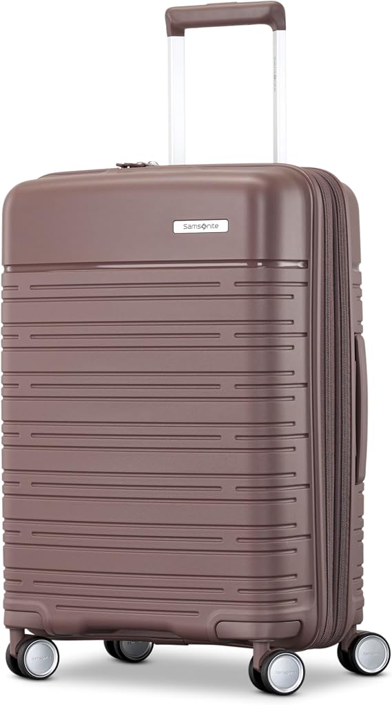 Samsonite Elevation Plus - Carry-On Hardside Luggage - Scratch Resistant Polypropylene Shell, RightHeightTM Adjustable Handle, Integrated AirTag Holder, TSA Lock, WetPakTM Compartment - Chocolate Mauve