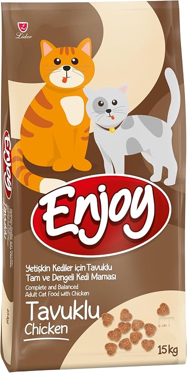 Enjoy Dry Cat Food, Chicken, Adult, 15 Kg Brown