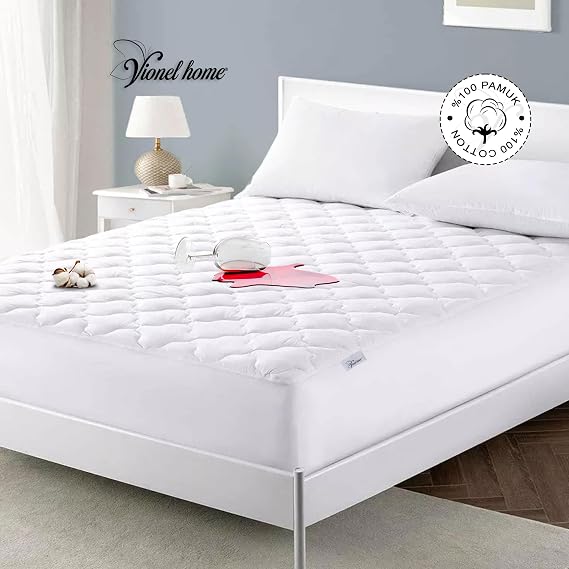 Vionel Home%100 Pamuklu Kapitone Sıvı Geçirmez Yatak Koruyucu Alez Fitted Full Kenar 160x200 cm