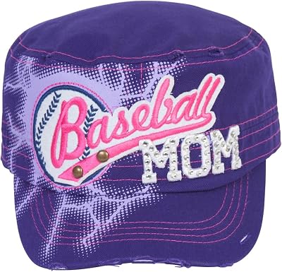 Top Headwear Baseball Mom Distressed Adjustable Cadet Cap - Purple