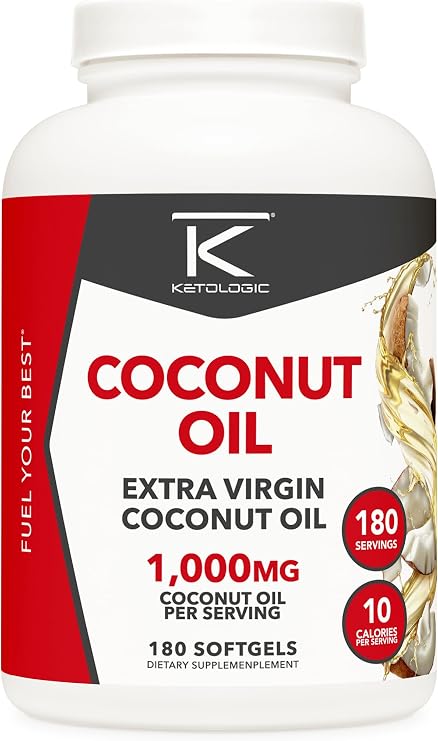 Ketologic Coconut Oil (180 softgels) (1,000MG Coconut Oil per Serving)
