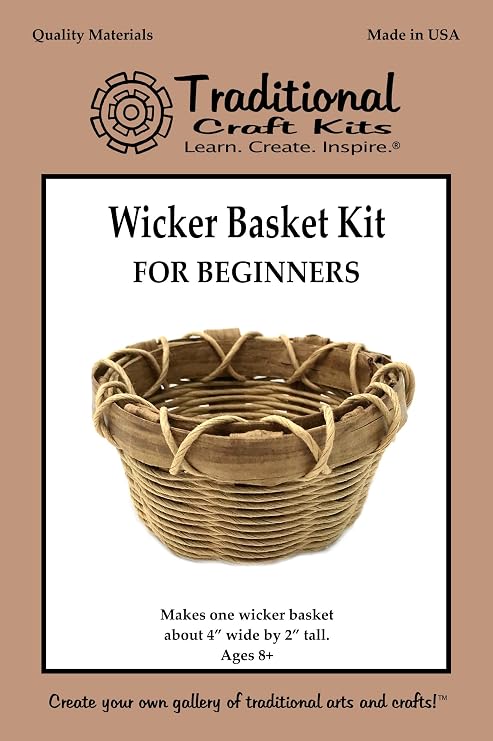 Traditional Craft Kits Wicker Basket Weaving Kit for Beginners | DIY Basket Making Kit, Includes Fiber Split, Rush, and Tools, Natural Woven Wickerwork Craft Project, Made in USA