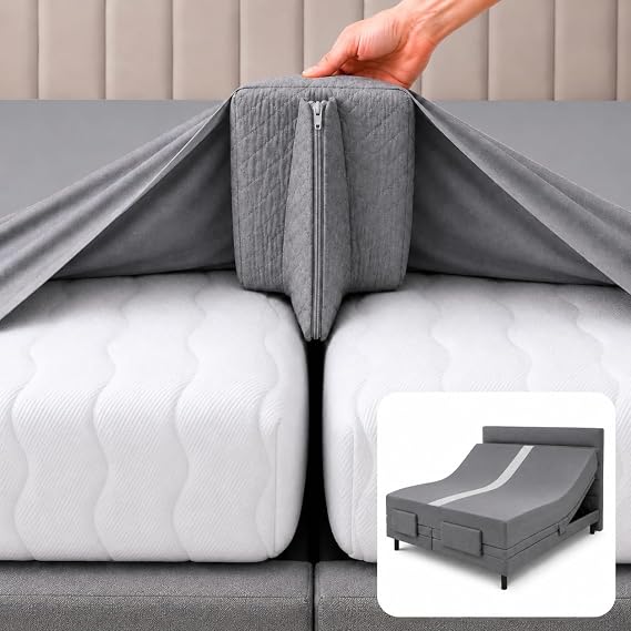 3-in-1 Split King Gap Filler for Adjustable Bed, Gray, 79"x79"