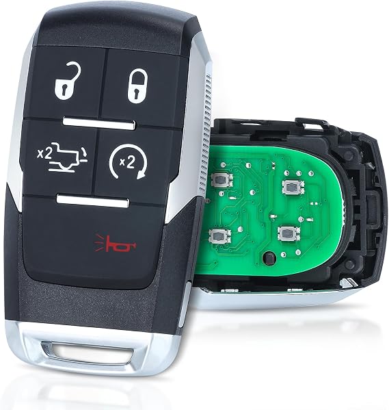 Key Fob Replacement for Ram 2500 3500 4500 5500 2019 2020 2021 2022 5 Buttons 433Mhz 4A Chip Keyless Entry Remote Control Car Key FCC ID: GQ4-76T, P/N: 68475385, 68374994