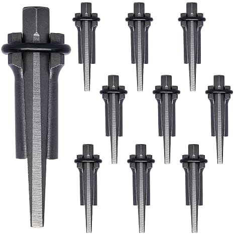 10 Sets Rock Splitter, 3/4 inch Diameter with 2 inch Depth Drill Hole Fitted Stone Splitting Tools, Spring Steel Wedge and Feather Shims Hand Tools for Masonry, Concrete Marble Granite Cutting