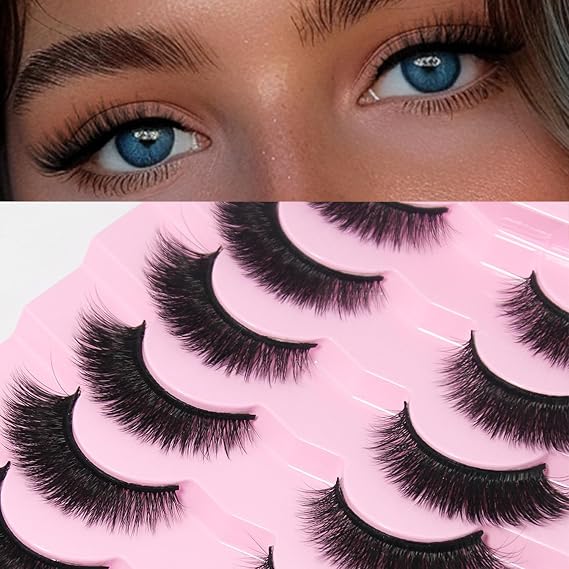 False Eyelashes 7 Pairs 3D Strip Faux Mink Eyelash Natural Lashes Fluffy Wispy Cat Fox-BN07