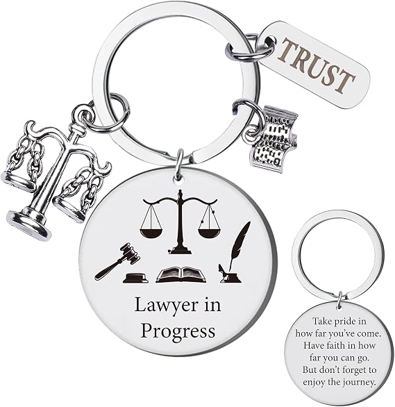 Lawyer Gifts Law Student Keychain - Women Men Gift for Attorneys, Laws School Graduation Jewelry Pendant for Future New Lawyers, Scales of Justice, Justice Gavel, Birthday Appreciation Retirement