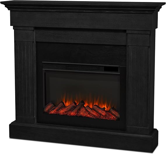 Real Flame Crawford 48" Slim Indoor Electric Fireplace with Mantel for Living Room or Bedroom, Replaceable Fireplace Insert Heater, Realistic Log and Flame Effect, Remote Control, Timer.