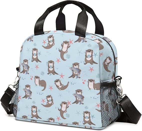 Lunch Bag Insulated Lunch Box Reusable/Washable/Durable Lunchbox Lightweight Lunch Tote Bag (Otter, One Size)