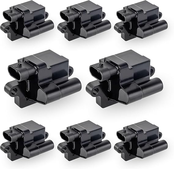 ENA Square D581 Ignition Coils Pack 4.8L 5.3L 6.0L Compatible with Chevy Avalanche Silverado Tahoe GMC Sierra Yukon 1500 2500 3500 Hummer H2 Cadillac Escalade V8 Replace UF271 C1208 Set of 8 - Black
