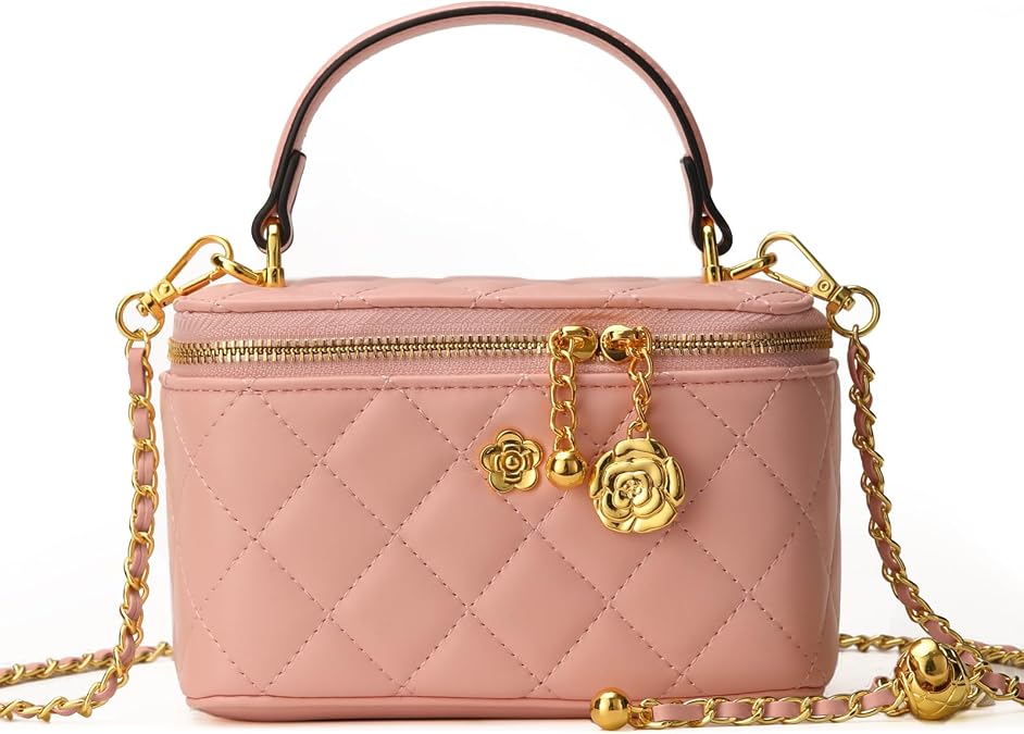 Small Quilted Square box crossbody bag and Satchel Purse For Women Designer Mini Top Handle Pouch Tote Handbag