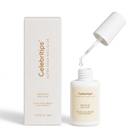 Celebritips Super-Hold Nail Glue | Non-Toxic, Gentle | 8ml (0.27 fl.oz) (1 Bottle)