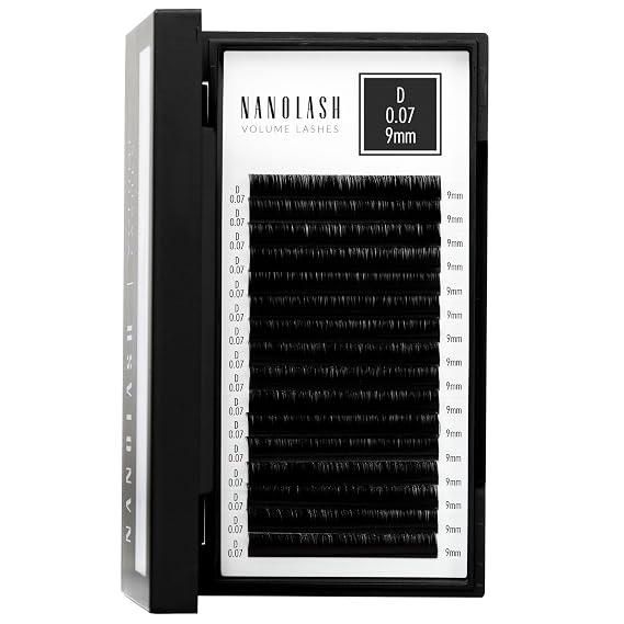 Nanolash Volume Lashes - false lashes for professional eyelash extensions, volume eyelash extensions (0.07 D, 9mm)