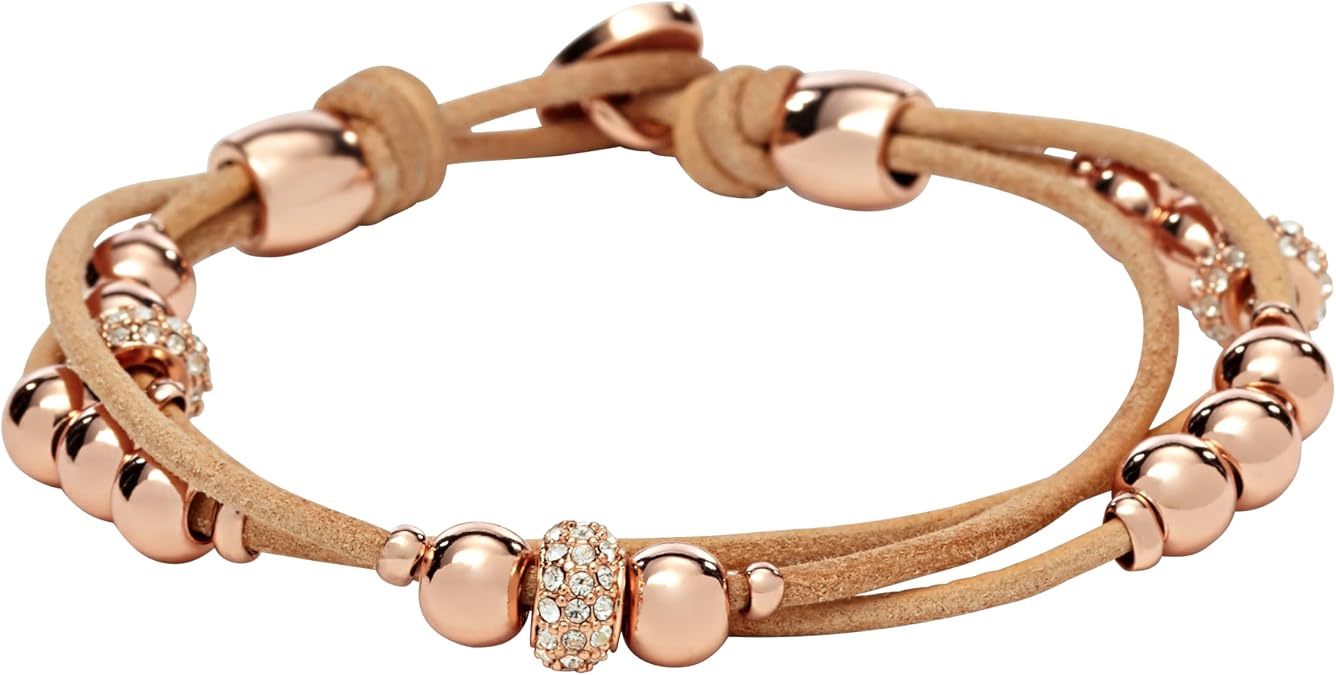Fossil Women's Stainless Steel and Genuine Leather Bracelet for Women