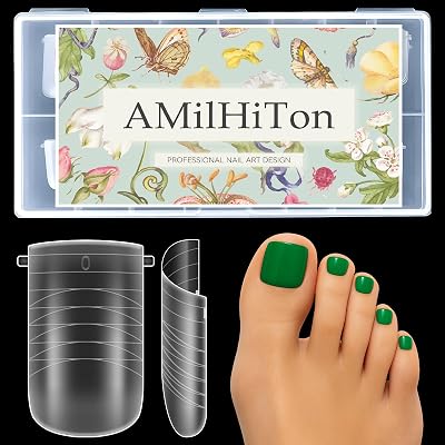 Straight Polygel Dual Wide Toe Nail Forms for Poly Gel Extensions, Larger Flat Full Cover Molds for French Toenail, Press on Toenails for Women Extensions Home DIY Nail Salon 160PCS 16Sizes
