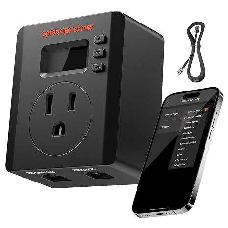Spider Farmer S Station GGS Pro Outlet 1 AC APP-Based Controls Socket
