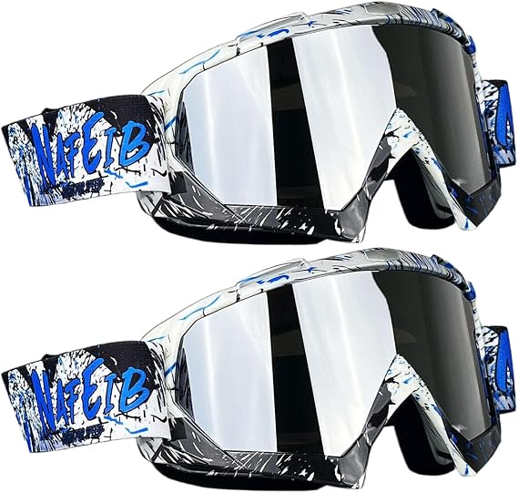 2 Pairs Dirt Bike Goggles Motorcycle Motocross Riding Racing ATV Goggles for Men Women Power Sport Ski