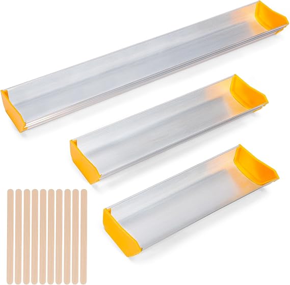 Caydo 3 Pcs Dual Edge Emulsion Scoop Coater with 10 PCS Wooden Sticks, 8'' 10'' 16'' Inch Aluminum Silk Screen Printing Coating Tool for Silkscreen Printing