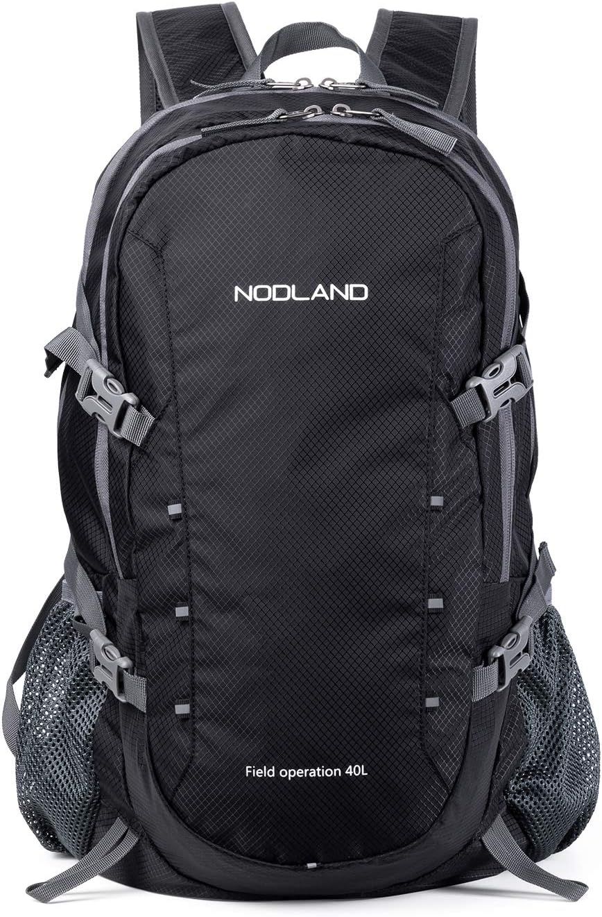 NODLAND Outdoor Backpack, Folding Backpack, Lightweight Sports, Climbing Bag, School, Travel, Unisex, 10.3 gal 40 L  13.7 gal 45 L