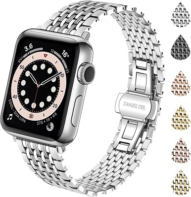 YISIWERA Compatible with Apple Watch Band Women Men 38mm 40mm 41mm 42mm 44mm 45mm 49mm Mesh Stainless Steel Watch Strap Butterfly Buckle for iWatch Ultra 2Ultra SE Series 9 8 7 6 5 4 3 2 1