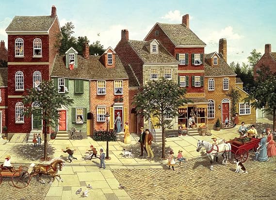 Cobble Hill 1000 Piece Puzzle - The Curve in the Square - Sample Poster Included