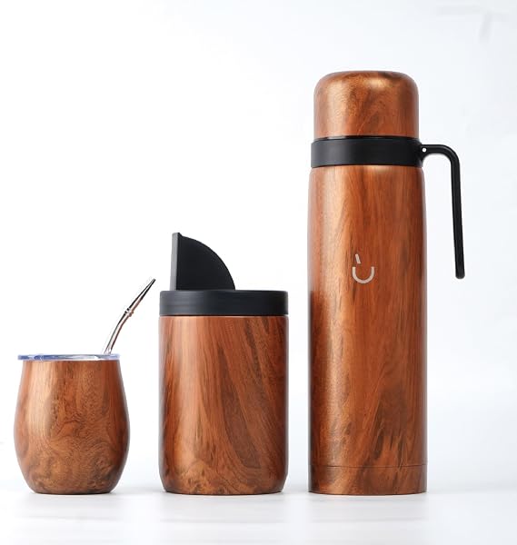 BALIBETOV 33.8 fl oz Yerba Mate Set Mate Gourd, Thermal Flask, Yerba Container, Bombilla & Cleaning Brush Vacuum Insulated BPA-Free Easy to Clean