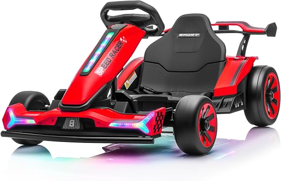 24V Ride On Toys for Big Kids, Electric Go Kart w/4-Level Length Adjustable Seat, Crazy Kart w/Fast 800W Motor, 3-Speeds Mode(8.2MPH Max), Sport/Drifting Modes, Rainbow LED, Bluetooth