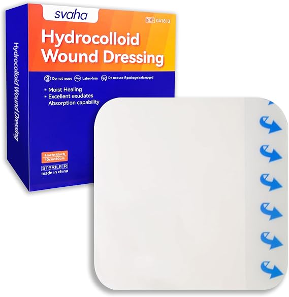 Hydrocolloid Wound Dressing - Large 4"x4" Pads, Self-Adhesive Gel Bandages, Waterproof & Moist Healing for Cuts, Burns, Blisters & First Aid (4"x4" (Pack of 10))