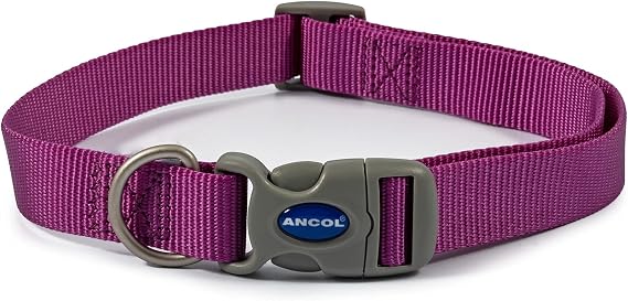 Ancol Viva Quick Fit Adjustable Collar Purple. Collar Size 5-9 to fit 45-70cm. Weatherproof.