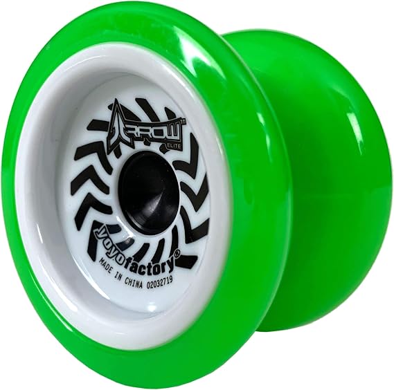 YoyoFactory Arrow Elite Beginner Yoyo Toy -  with Extra String & Pre Tied Finger Loop - Includes Bearings for Beginners to High Performance - Boys or Girls Ages 8+ Rayon Green