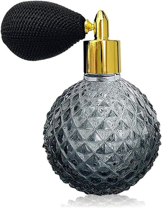 1pcs 100ml Vintage Perfume Bottle Short Spray Atomizer Refillable Empty Glass (Gray)