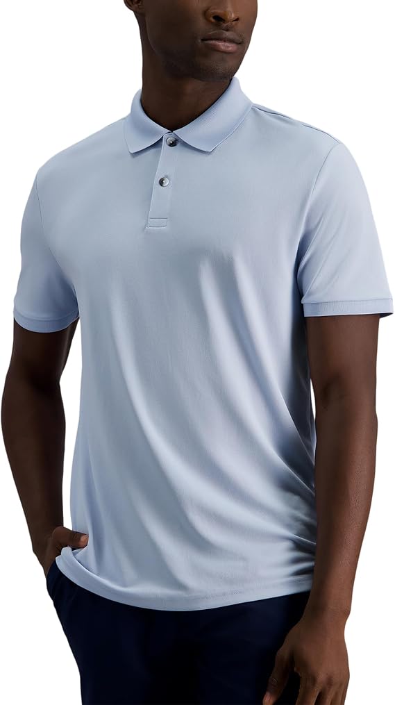 Haggar Mens Short Sleeve Pique Polo Sky Blue