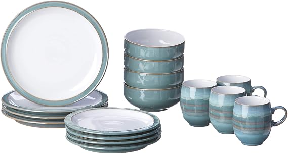 Denby 16-Piece Azure Coast Dinner Set, Set of 4