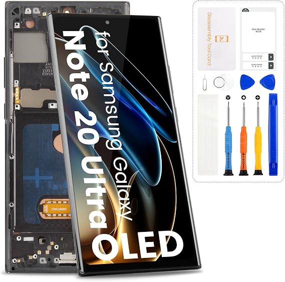 OLED Screen Replacement for Samsung Galaxy Note20 Ultra 5G LCD with Frame | Compatible with N985U/N986U,Display Digitizer Touchscreen Assembly, Repair Tools Included,Black